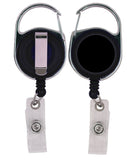 Carabiner Badge Reel (Black) with Belt Clip and Clear Vinyl Strap 152058BK