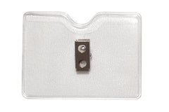 1810-1000 Clear Vinyl Orange Peel Texture Horizontal Badge Holder w/ 2 Hole Clip 1810-1000