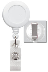 White Badge Reel with Reinforced Vinyl Strap & Belt Clip 2120-3008