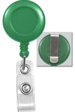 Green Badge Reel with Clear Vinyl Strap & Belt Clip 2120-3034