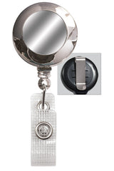 Chrome Badge Reel with Silver Sticker & Belt Clip 2120-3100 CLEARANCE