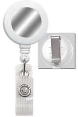 White Badge Reel with Silver Sticker & Belt Clip 2120-3108