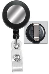 Black Badge Reel with Silver Sticker, Clear Vinyl Strap & Belt Clip 2120-3151